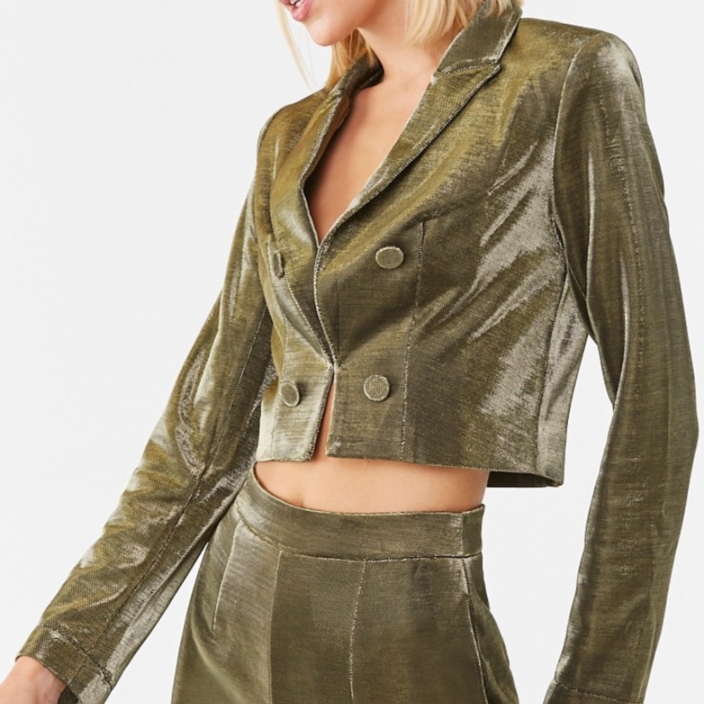 Cropped Metallic Blazer